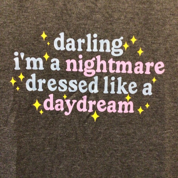 Womens Taylor Swift Gray Short Sleeve Nightmare Dressed Like A Daydream Tee - Picture 4 of 9